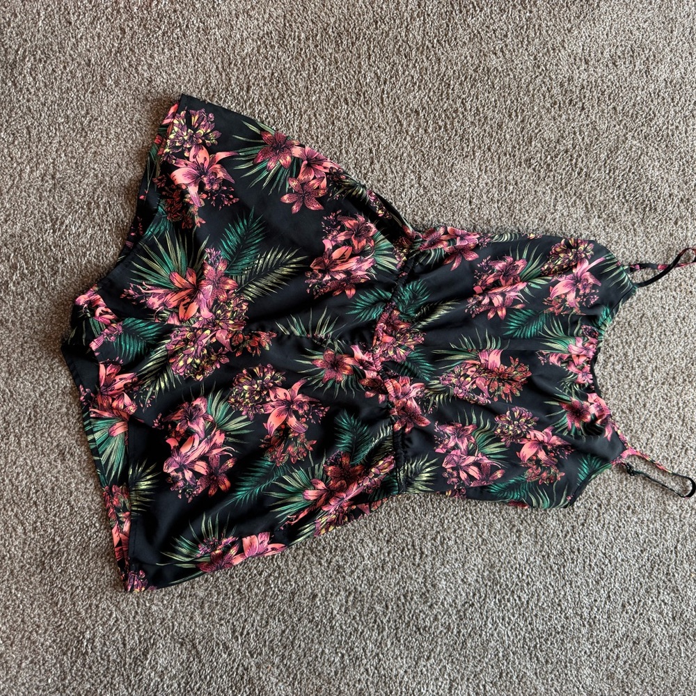 Black and Pink Floral Jumpsuit